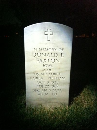 Headstone Front of Donald Paxton. Arlington National Cemetery.
