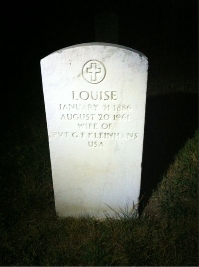 Headstone Front of Louise Kleinhans. Arlington National Cemetery.