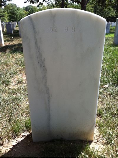 Headstone Back of David Nathaniel Boddie. Arlington National Cemetery.