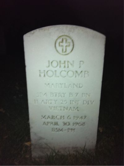 Headstone Front of John Palmore Holcomb. Arlington National Cemetery.
