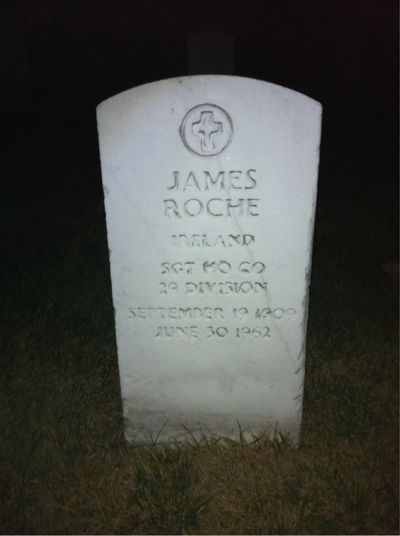 Headstone Front of James Roche. Arlington National Cemetery.