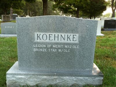 Headstone Back of Joseph Anthony Koehnke. Arlington National Cemetery.