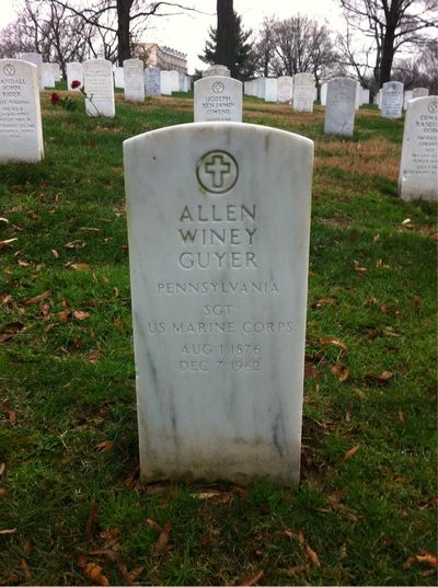 Headstone Front of Allen Guyer. Arlington National Cemetery.