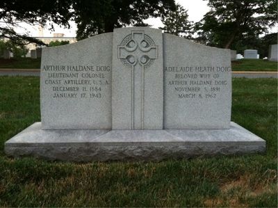 Headstone Front of Adelaide Doig. Arlington National Cemetery.