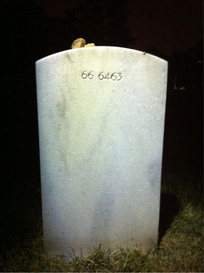 Headstone Back of James Thomas Sakofsky. Arlington National Cemetery.