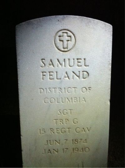Headstone Front of Annie Feland. Arlington National Cemetery.