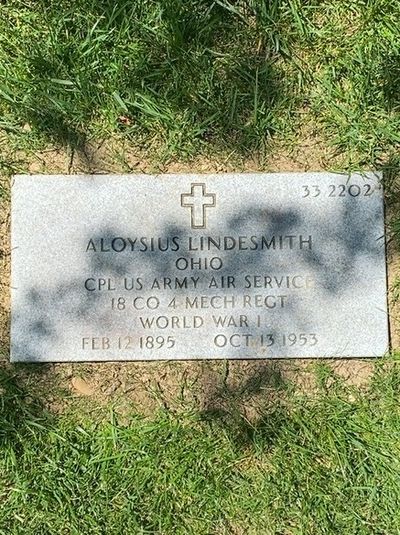 Footstone of Aloysius Lindesmith. Arlington National Cemetery.