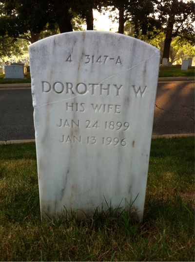 Headstone Back of Dorothy Duncan. Arlington National Cemetery.