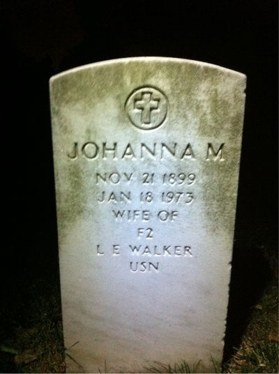 Headstone Front of Johanna Walker. Arlington National Cemetery.