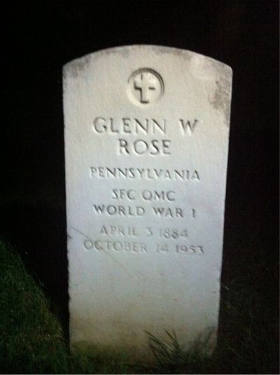 Headstone Front of Glenn Rose. Arlington National Cemetery.