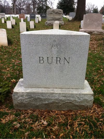 Headstone Back of Samuel Burn. Arlington National Cemetery.