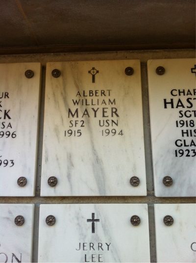 Headstone Front of Albert W Mayer. Arlington National Cemetery.
