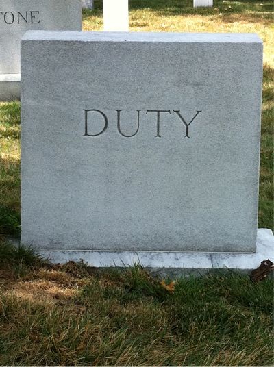 Headstone Back of Esther Duty. Arlington National Cemetery.