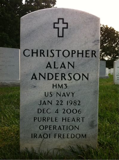 Christopher Anderson — Headstone Front