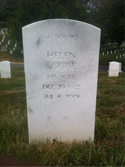 Headstone Back of Helen Joan Maloney. Arlington National Cemetery.