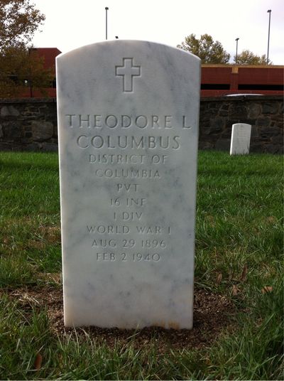 Headstone Front of Julian Columbus. Arlington National Cemetery.