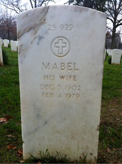 Headstone Back of Mabel Holbrook. Arlington National Cemetery.