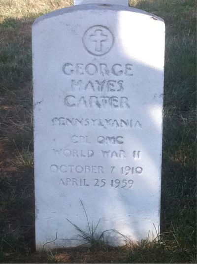 Headstone Front of George B Carter. Arlington National Cemetery.
