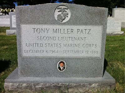 Headstone Front of Tony Miller Patz. Arlington National Cemetery.