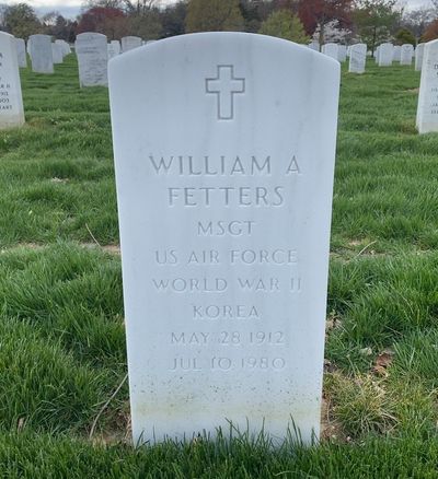 Headstone Front of Catherine Fetters. Arlington National Cemetery.