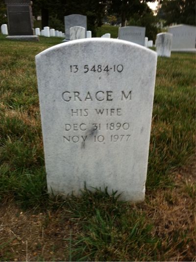 Headstone Back of Joseph E. Shawhan. Arlington National Cemetery.
