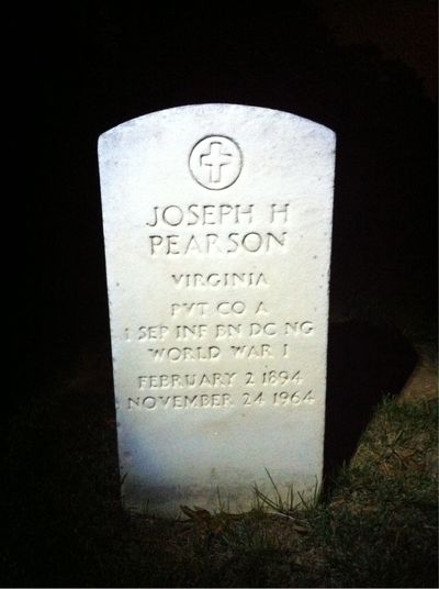 Headstone Front of Joseph Pearson. Arlington National Cemetery.