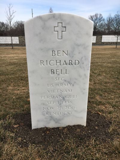 Headstone Front of Ben Richard Bell. Arlington National Cemetery.