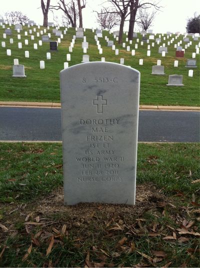 Headstone Back of Dorothy M Frizen. Arlington National Cemetery.