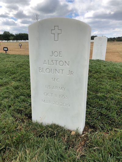 Headstone Front of Joe Alston Blount. Arlington National Cemetery.