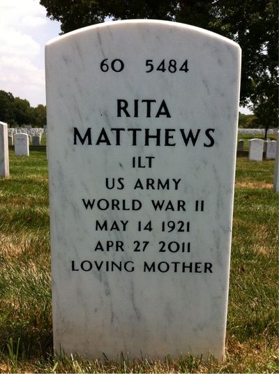 Headstone Back of Donald Edward Matthews. Arlington National Cemetery.