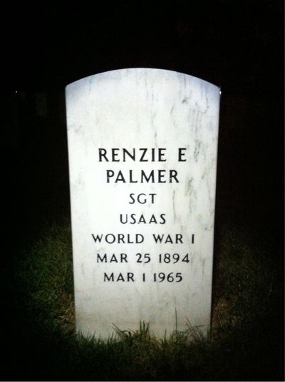 Headstone Front of Renzie Palmer. Arlington National Cemetery.