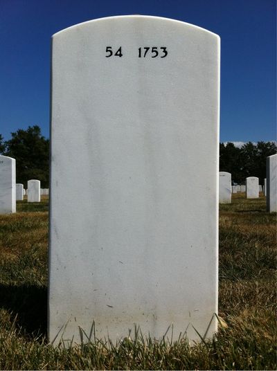 Headstone Back of David Kenneth Duffy. Arlington National Cemetery.