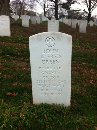 Headstone Front of John Allen Green. Arlington National Cemetery.