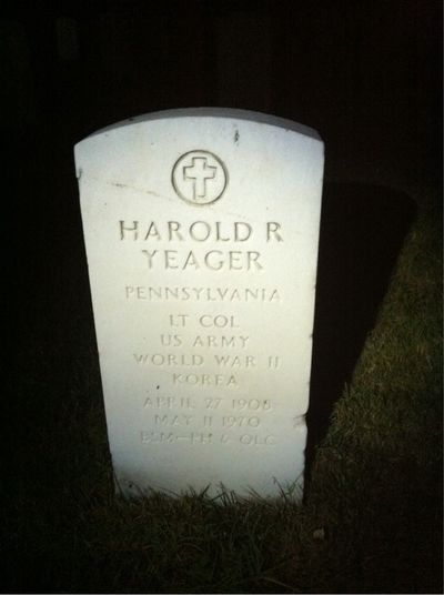 Headstone Front of Harold Ralph Yeager. Arlington National Cemetery.