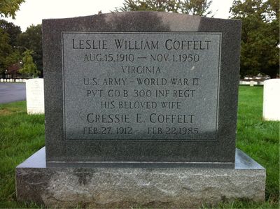 Headstone Front of Leslie William Coffelt. Arlington National Cemetery.