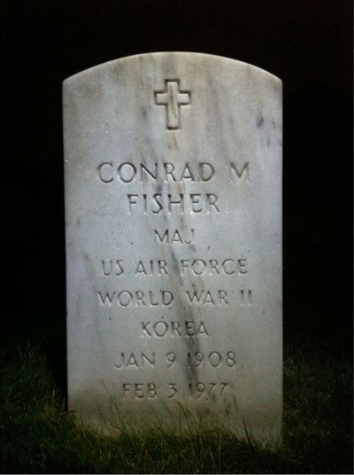 Headstone Front of Conrad M Fisher. Arlington National Cemetery.