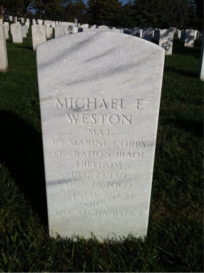 Headstone Front of Michael E. Weston. Arlington National Cemetery.