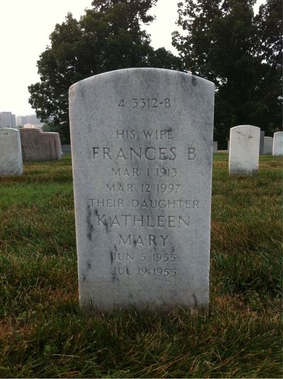 Headstone Back of Frances J Gaipa. Arlington National Cemetery.