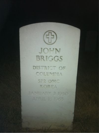 Headstone Front of John J Briggs. Arlington National Cemetery.