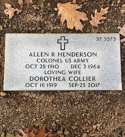 Footstone of Allen Henderson. Arlington National Cemetery.
