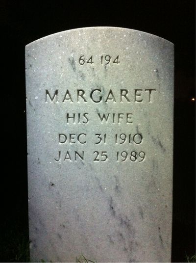 Headstone Back of Margaret Mccown. Arlington National Cemetery.