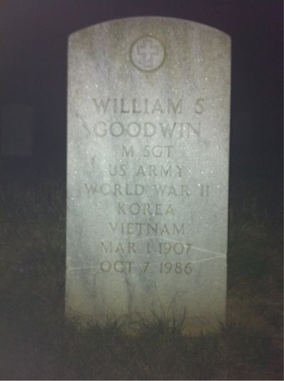 Headstone Front of William S Goodwin. Arlington National Cemetery.