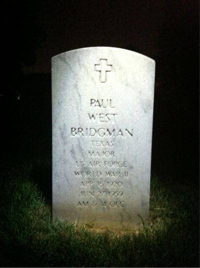Headstone Front of Paul W Bridgman. Arlington National Cemetery.