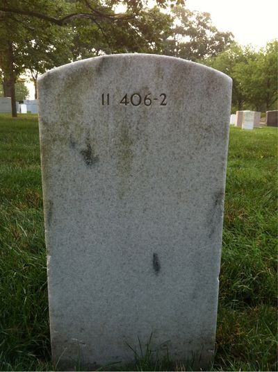 Headstone Back of Charles Winston. Arlington National Cemetery.