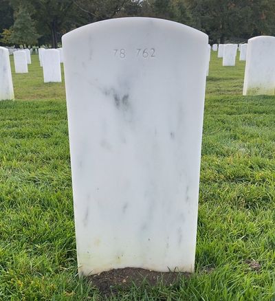 Headstone Back of John Davidson. Arlington National Cemetery.