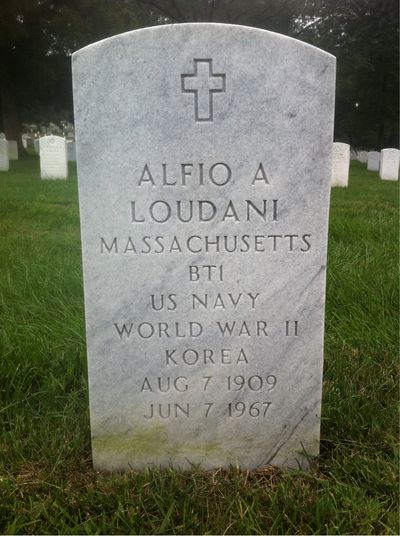 Headstone Front of Alfio Anthony Loudani. Arlington National Cemetery.