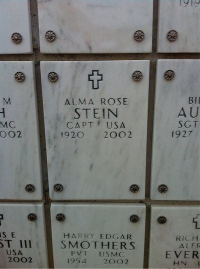 Headstone Front of Alma Stein. Arlington National Cemetery.