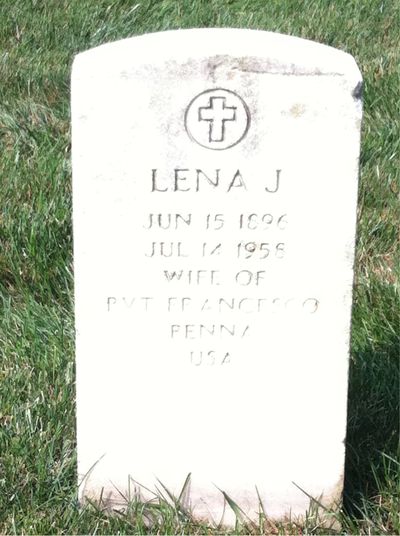 Headstone Front of Lena Penna. Arlington National Cemetery.