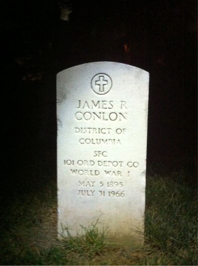 Headstone Front of James Conlon. Arlington National Cemetery.