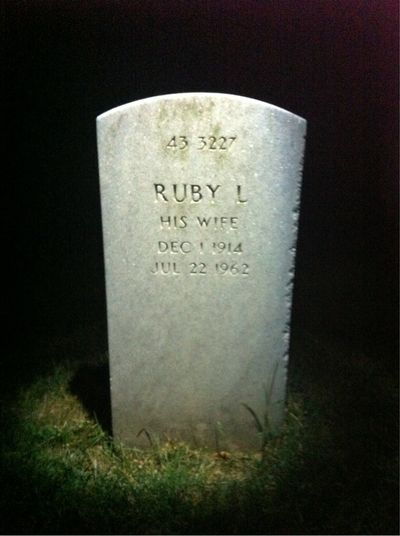 Headstone Back of Ruby Greene. Arlington National Cemetery.